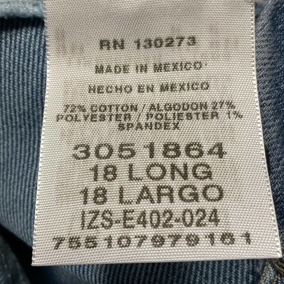 Lee Womens Jeans size 18 Tall Long x34"inseam Medium Wash Denim Relaxed Straight - Picture 5 of 12